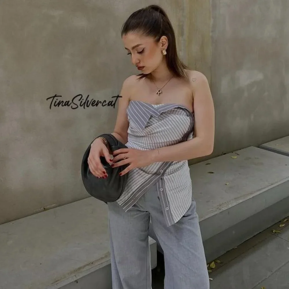 BLOGGER'S FAVE! Zara 2 Piece Pants With Side Stripe & Strapless Top Mid …